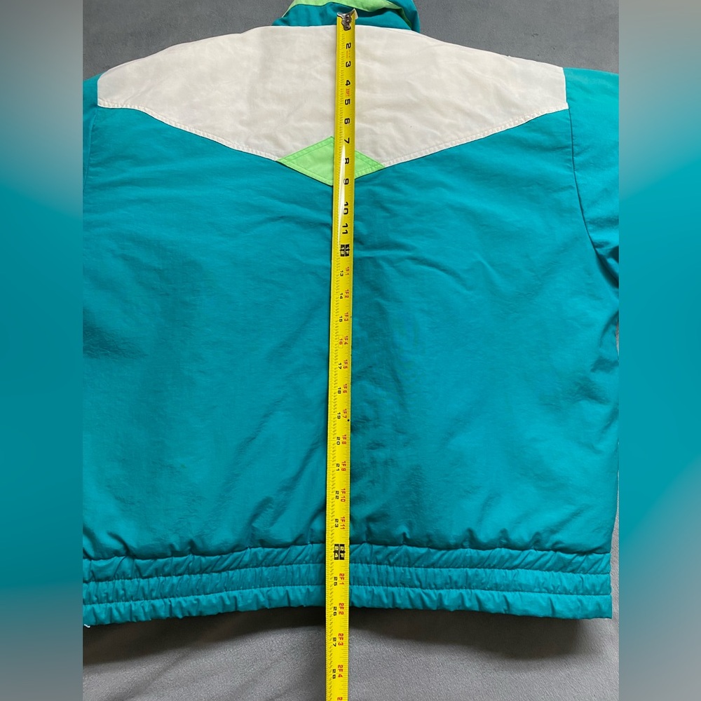 Vintage Steep Slopes Puffer Jacket Blue White Yellow 80s Snow - Womens Medium - Picture 13 of 16